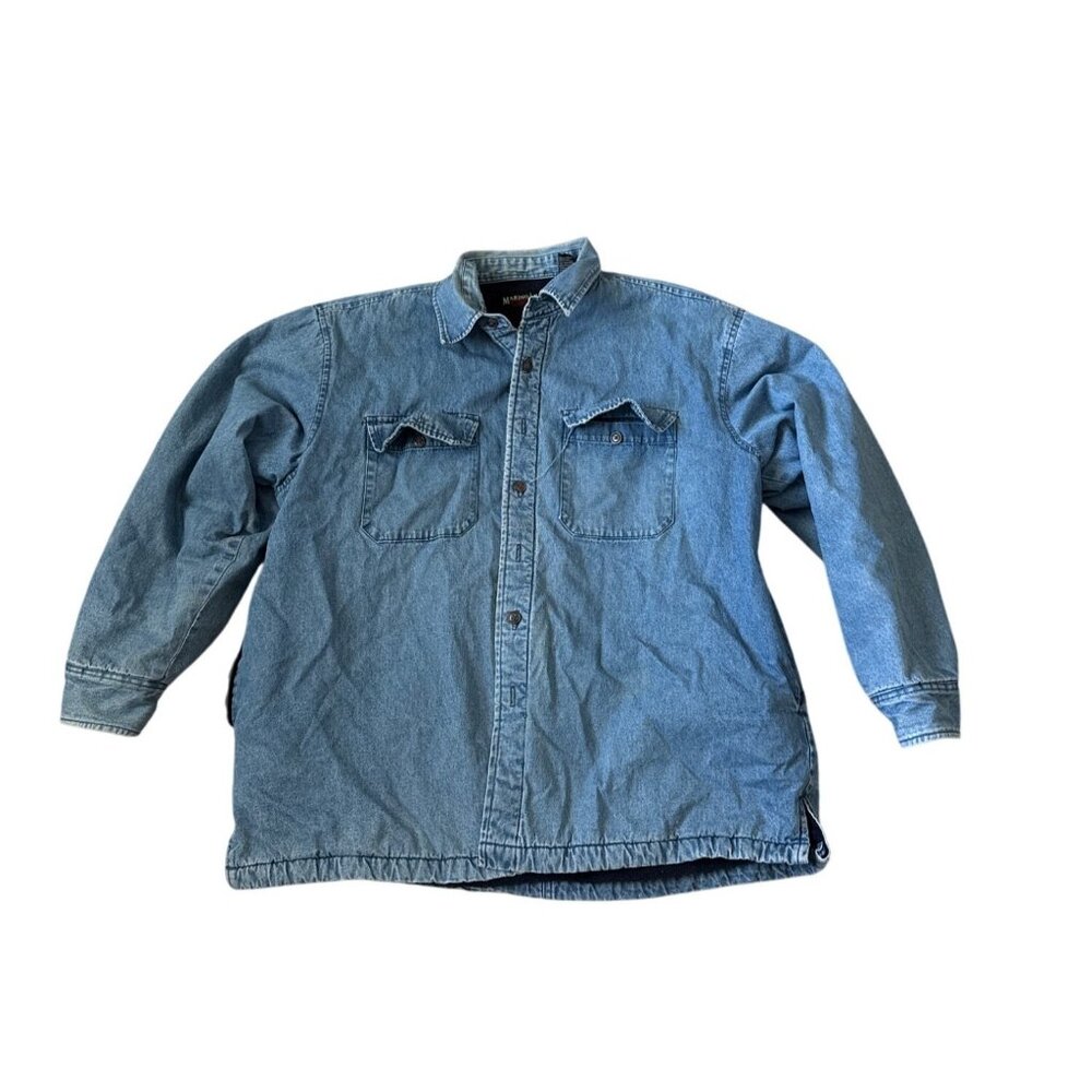 VTG Marino Bay Mens Thermal Lined Size XL Cotton Blue Denim Jacket Winter‎ Heavy